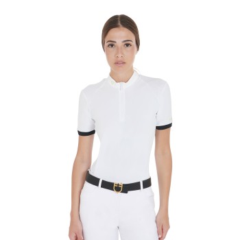 SLIM FIT WOMEN'S POLO SHIRT WITH CONTRAST STRAPS