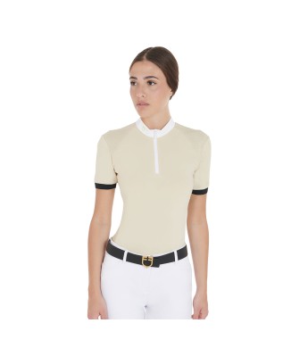 SLIM FIT WOMEN'S POLO SHIRT WITH CONTRAST STRAPS