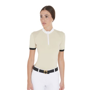 SLIM FIT WOMEN'S POLO SHIRT WITH CONTRAST STRAPS