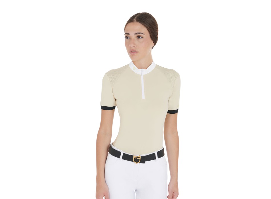 SLIM FIT WOMEN'S POLO SHIRT WITH CONTRAST STRAPS