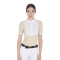 WOMEN'S SLIM FIT PLEATED COTTON POLO SHIRT