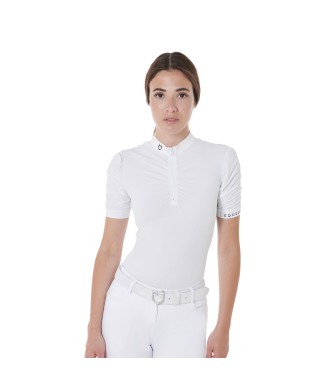 SLIM FIT WOMEN'S COMPETITION POLO SHIRT WITH RUFFLED SLEEVES