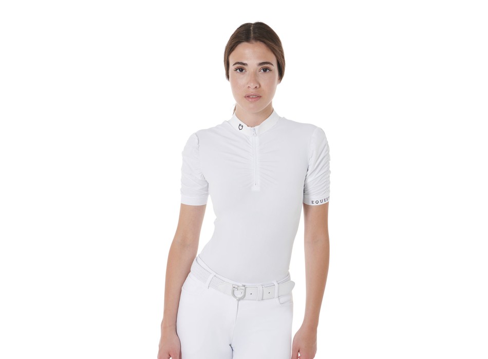 SLIM FIT WOMEN'S COMPETITION POLO SHIRT WITH RUFFLED SLEEVES