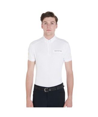 SLIM FIT MEN'S COMPETITION POLO SHIRT IN PERFORATED FABRIC