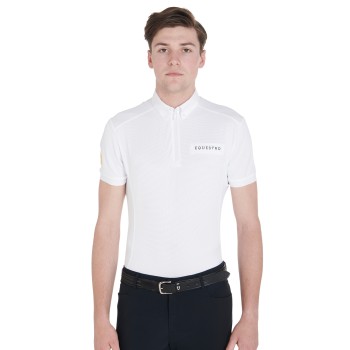 SLIM FIT MEN'S COMPETITION POLO SHIRT IN PERFORATED FABRIC