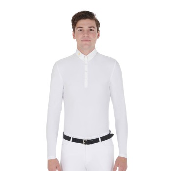 MEN'S LONG SLEEVE POLO SHIRT IN TECHNICAL FLEECE FABRIC