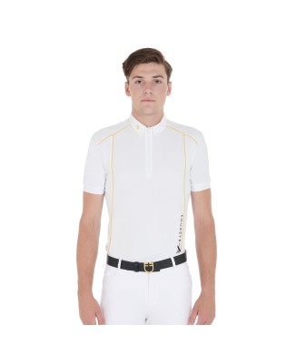 SLIM FIT MEN'S POLO SHIRT IN TECHNICAL FABRIC WITH PIPING