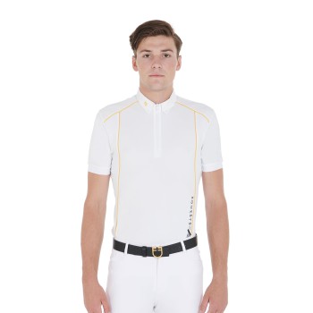 SLIM FIT MEN'S POLO SHIRT IN TECHNICAL FABRIC WITH PIPING