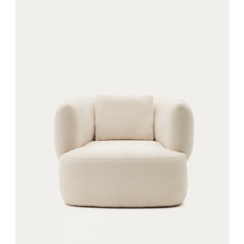 Martina armchair in ecru lambskin with cushion