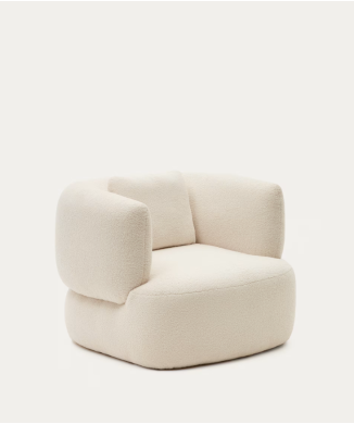 Martina armchair in ecru lambskin with cushion