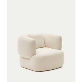 Martina armchair in ecru lambskin with cushion