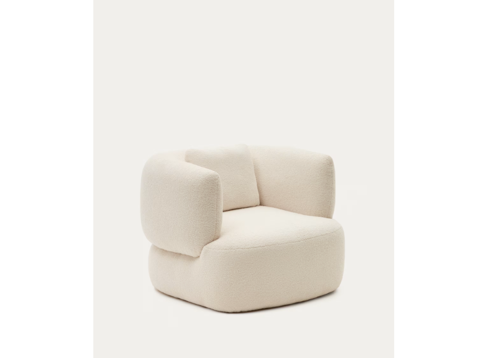 Martina armchair in ecru lambskin with cushion