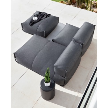 Modular sofa pouf 100% outdoor Square dark gray and black aluminum 101 x 101 cm