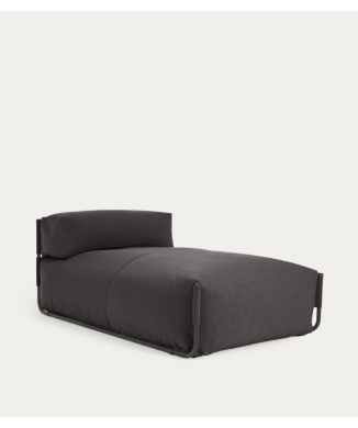 Modular outdoor longue sofa pouf Square dark gray and black aluminum 165x101 cm