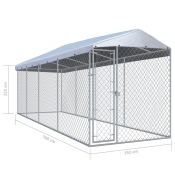 Outdoor dog enclosure with roof