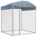 Outdoor dog enclosure with roof