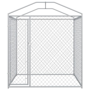 Outdoor dog enclosure with roof