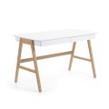 Dyana desk in white lacquered MDF with oak wood legs