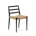 Analy chair in solid oak wood with black finish and FSC 100% rope seat