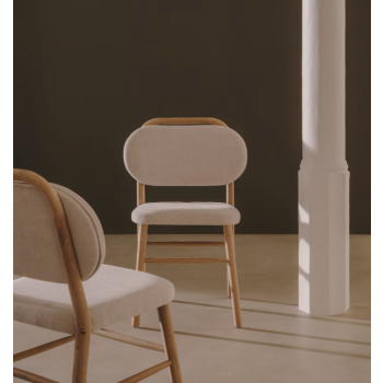 Helda chair in chenille and solid oak LA FORMA