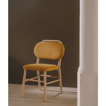 Helda chair in chenille and solid oak LA FORMA