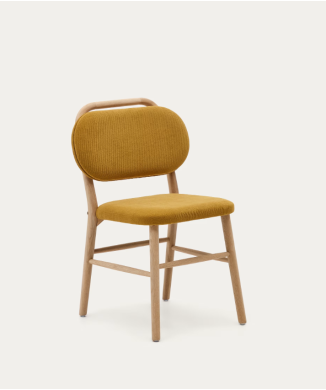 Helda chair in chenille and solid oak LA FORMA