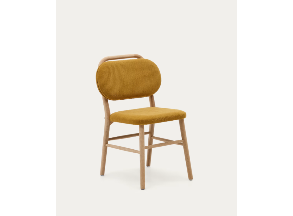 Helda chair in chenille and solid oak LA FORMA