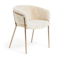 Runnie chair in white fur with copper legs