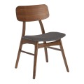 Selia chair in solid rubber and walnut veneer with dark gray upholstery