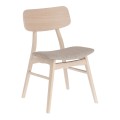 Selia chair in solid rubber and oak veneer with light gray upholstery