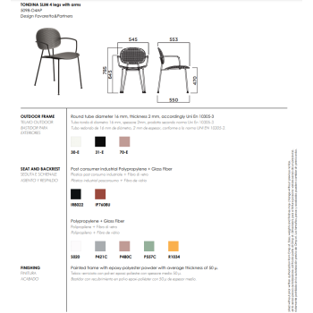 Tondina Slim chair with Infiniti Outdoor armrests