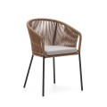 Yanet chair in beige rope and galvanized steel legs