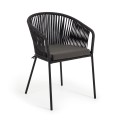 Yanet chair in black rope and galvanized steel legs