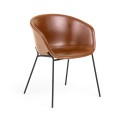 Yvette chair in tan black brown PU synthetic leather