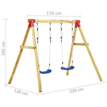 VidaXL Pine Wood Garden Swing Set 230x130x166 cm