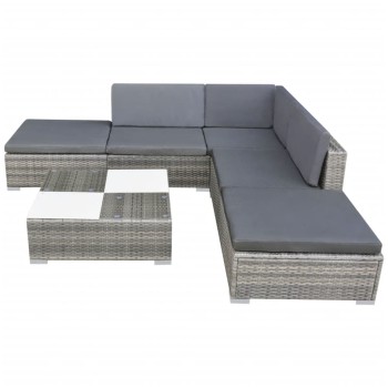 Garden Sofa Set 6 pcs with Polyrattan Cushions