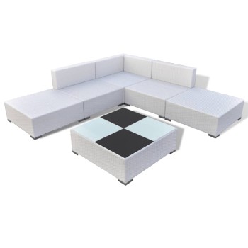 Garden Sofa Set 6 pcs with Polyrattan Cushions