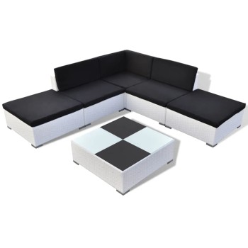 Garden Sofa Set 6 pcs with Polyrattan Cushions