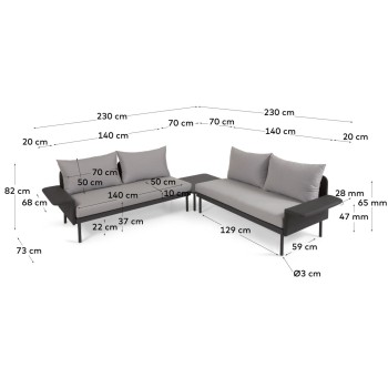 External set Zaltana corner sofa, painted aluminum table