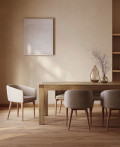 Briva table set + Harlan chairs in chenille