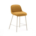 Aimin stool in mustard shearling and steel legs with beige painted finish 65 cm FSC Mix