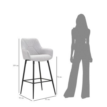 GRAY BAR STOOL SET 2 PCS