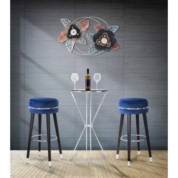 BAR STOOL PARIS BLUE/SILVER