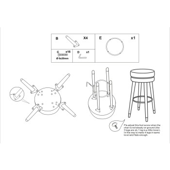 BAR STOOL PARIS BLUE/SILVER