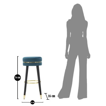 PARIS TEAL/GOLD BAR STOOL