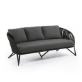 Branzie sofa 3 seats in black rope 180 cm