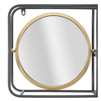 CIRCLE MIRROR WITH INDUSTRY SHELVES