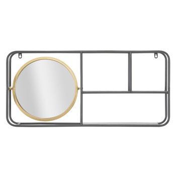 CIRCLE MIRROR WITH INDUSTRY SHELVES