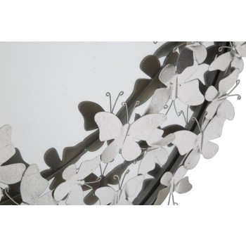 ROUND SILVER BUTTERFLY MIRROR