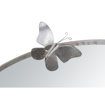 ROUND SILVER BUTTERFLY MIRROR